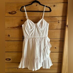 Express Dress| Sweetheart Neckline Corset Ruffle Poplin Mini Dress| Size 10